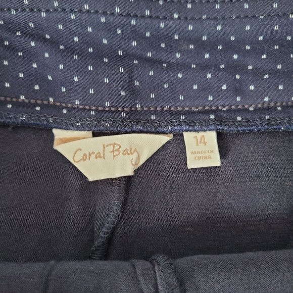 Coral Bay Womens Navy Polka Dot Skort Size 14 Cotton Polyester Blend - Picture 6 of 9